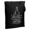 Холщовая сумка "Пробки затыкать", черная с логотипом