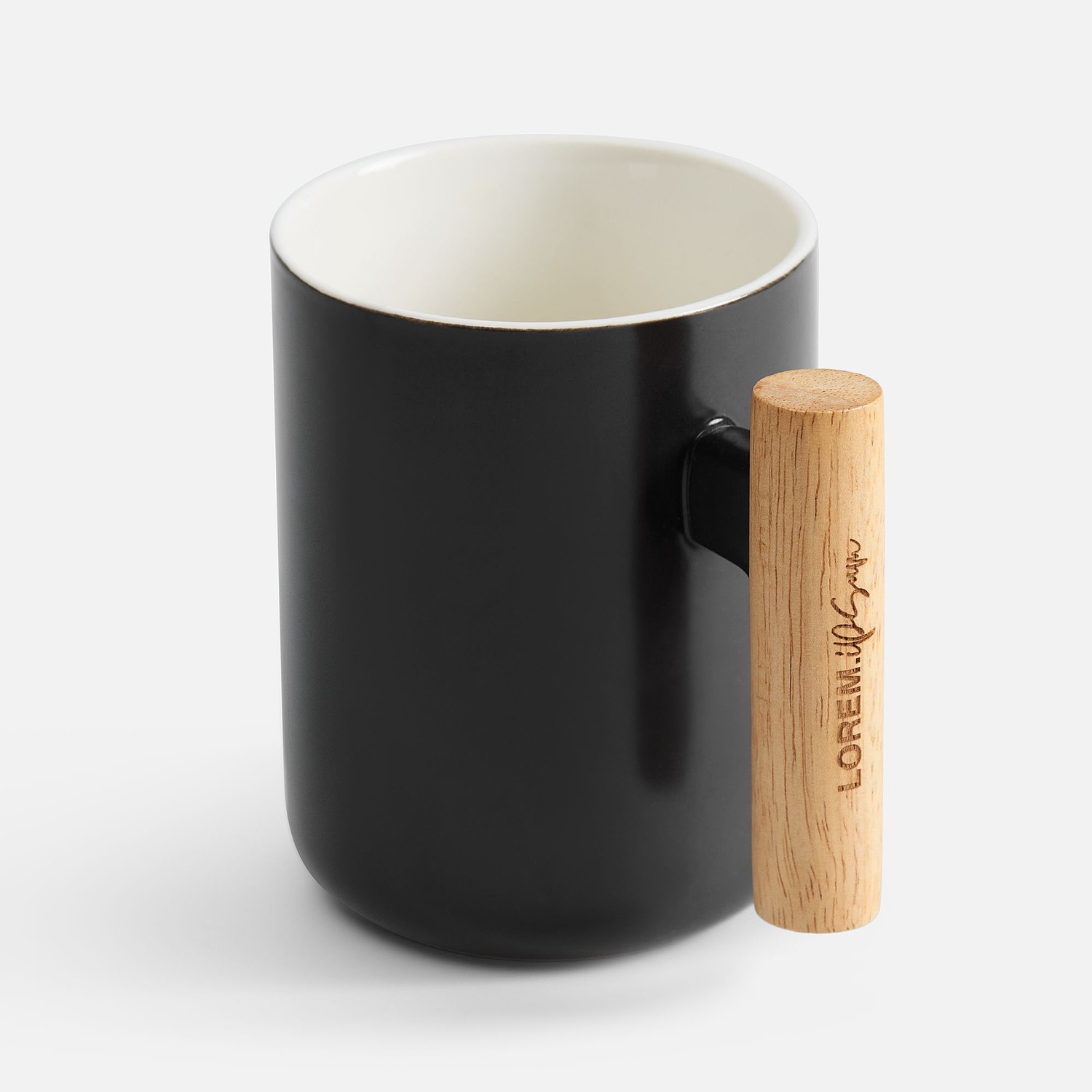 Кружка с ложкой Eco Fusion, черная с логотипом