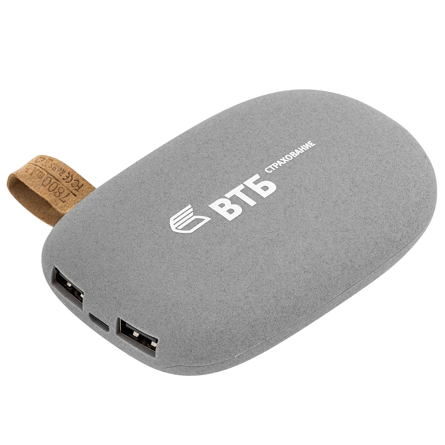 Внешний аккумулятор Pebble 5200 мАч, серый с логотипом