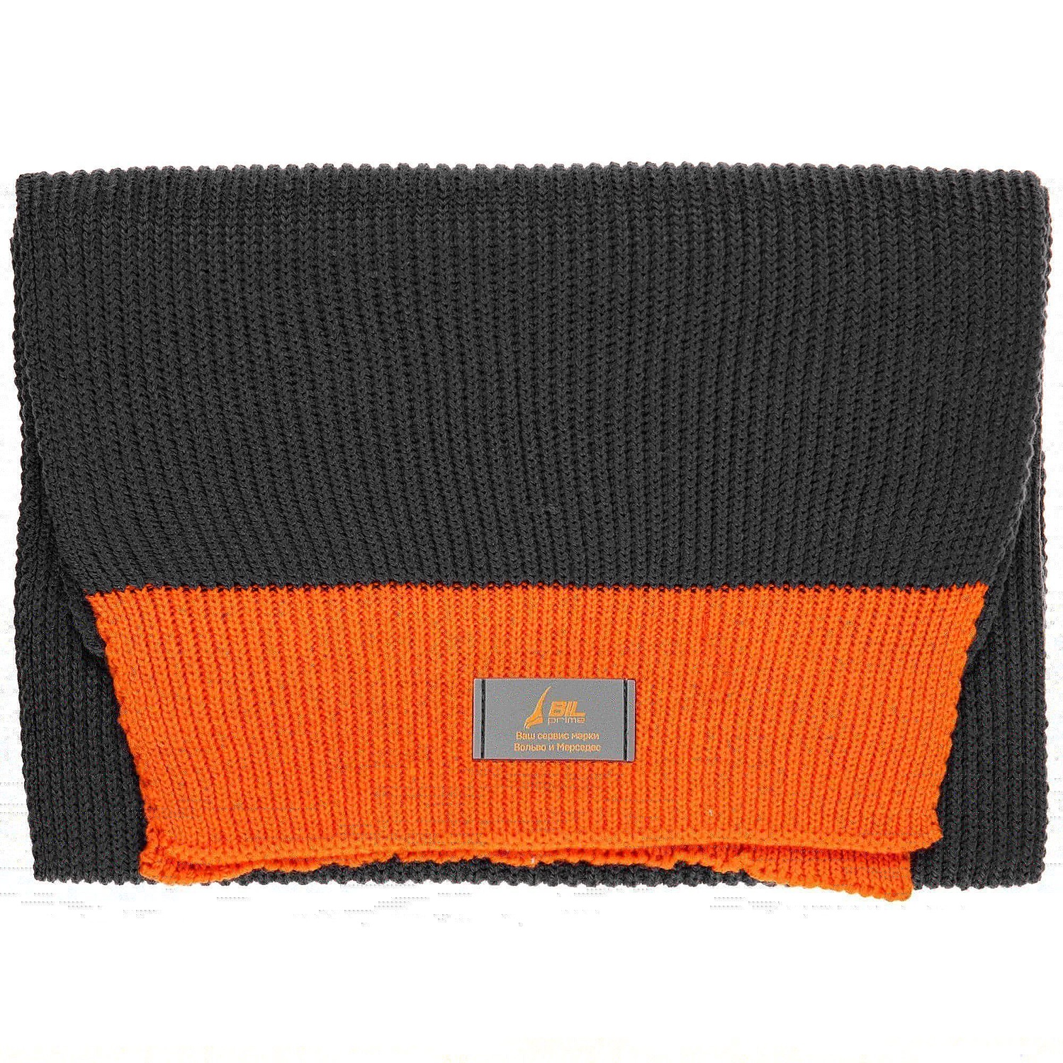 Шарф Snappy, темно-серый с оранжевым с логотипом