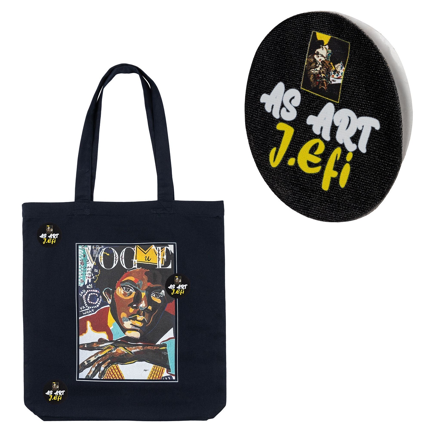 Наклейка тканевая Lunga Round, M, черная с логотипом