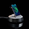 Bluetooth-колонка с беспроводной зарядкой и часами netEnergy, серая с логотипом