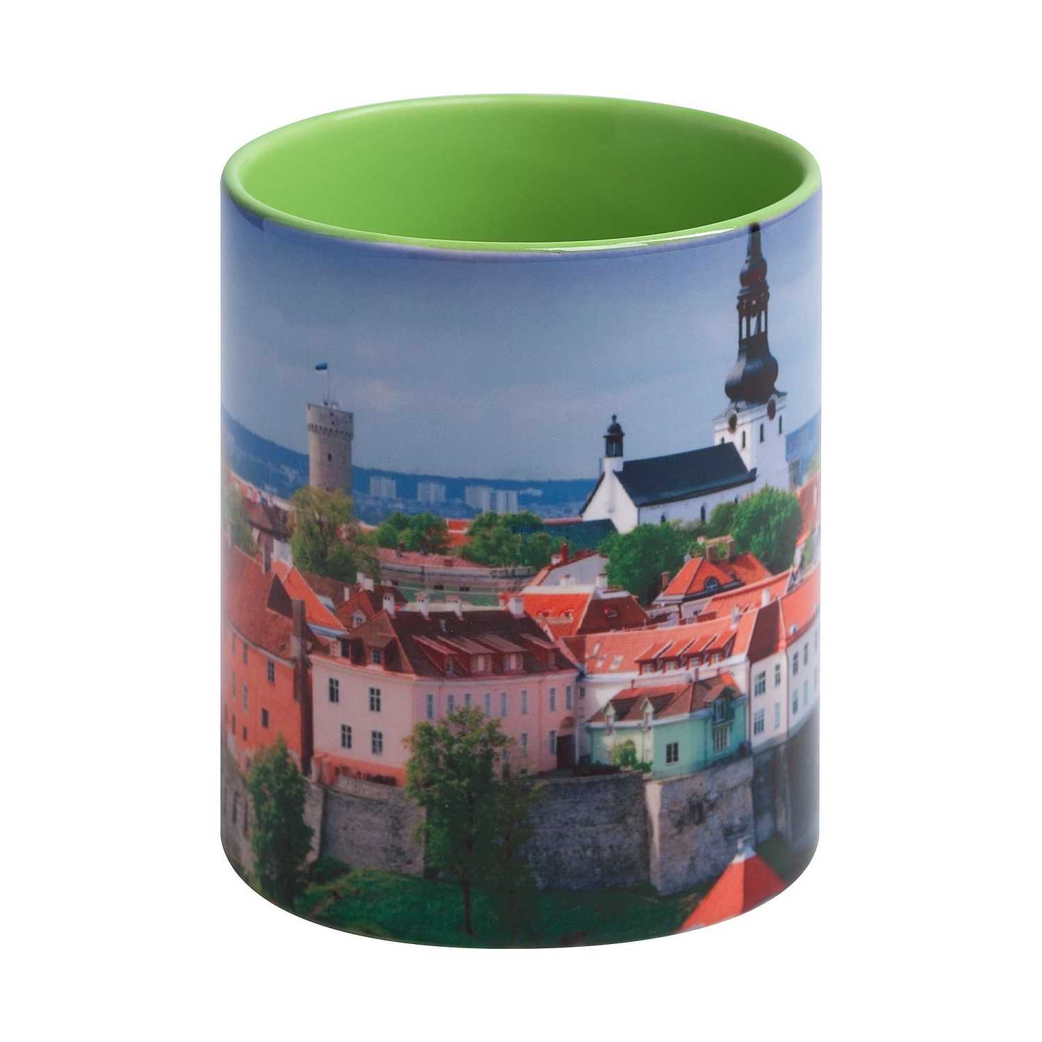 Кружка Promo Plus для сублимационной печати, зеленое яблоко с логотипом