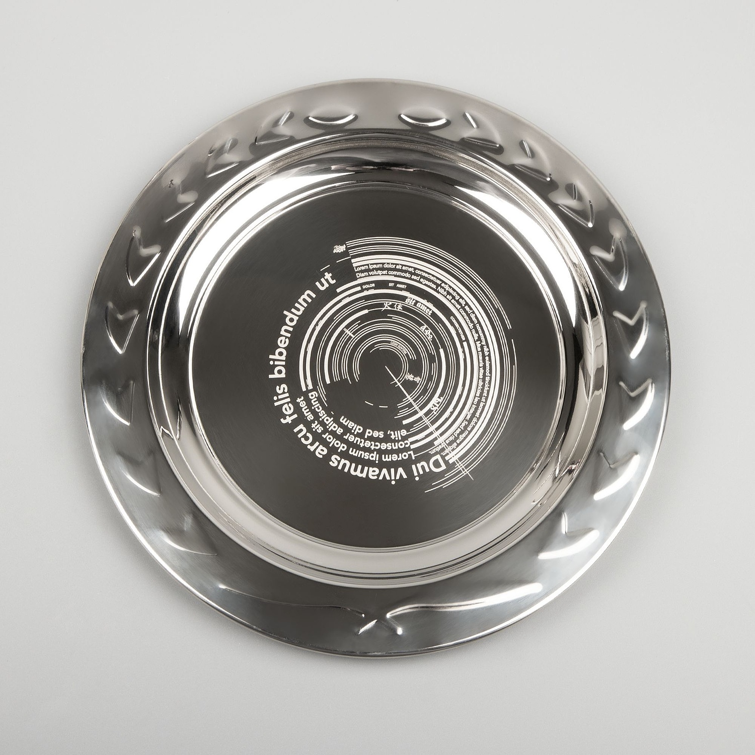 Тарелка наградная «Круг почета», серебристая с логотипом