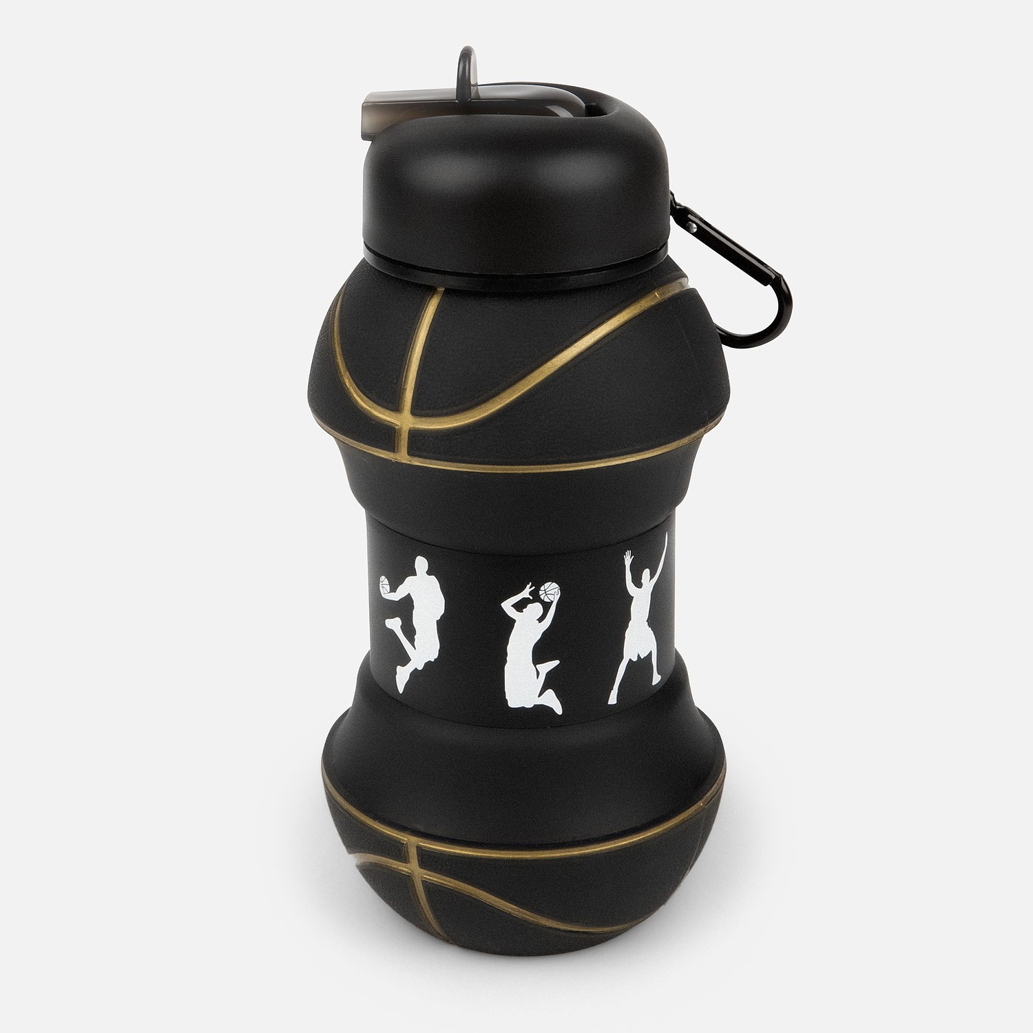 Складная бутылка для воды Basketball Flex, черная
