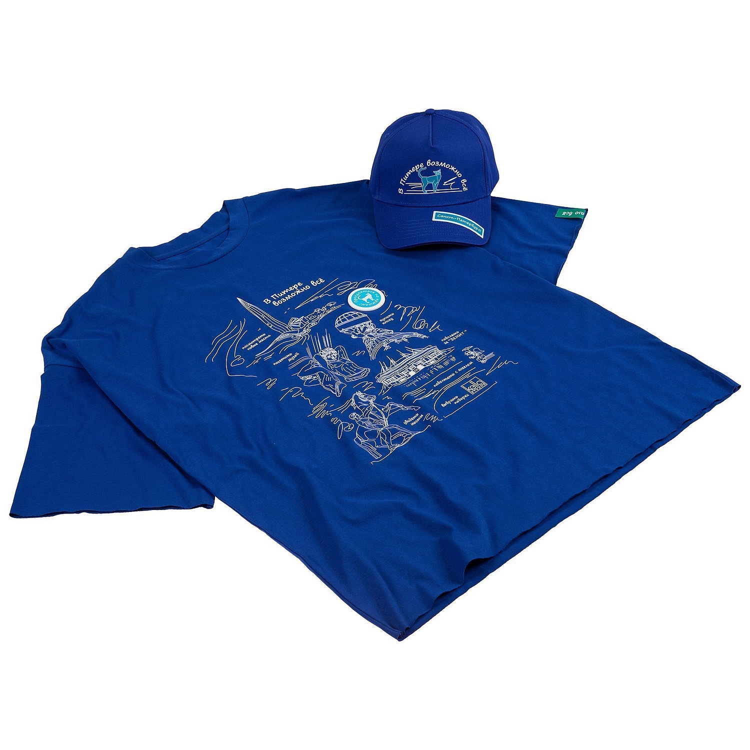 Футболка унисекс оверсайз T1, синяя с логотипом