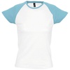 Футболка женская Milky 150, белая с голубым с логотипом
