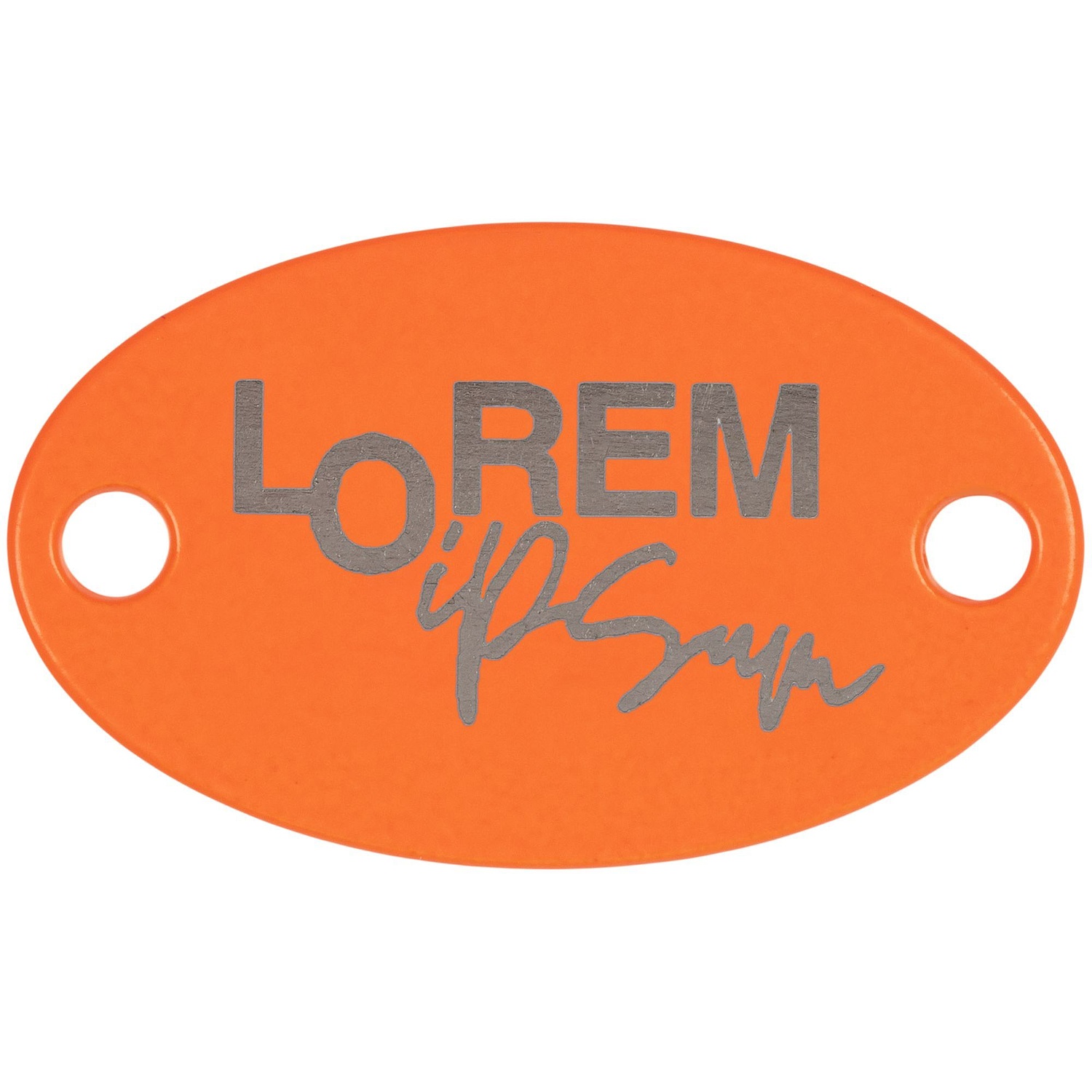 Шильдик металлический Alfa Oval, оранжевый неон с логотипом