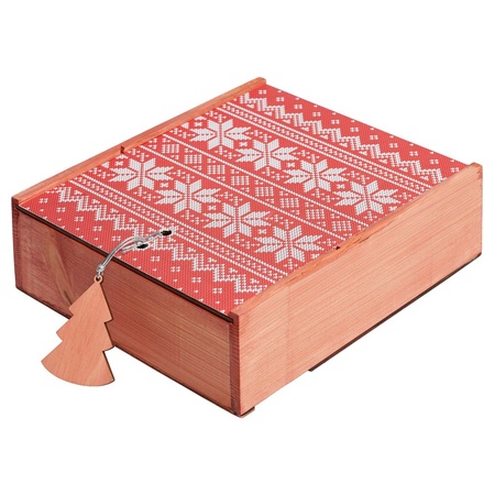 Коробка деревянная "Скандик", большая, красная