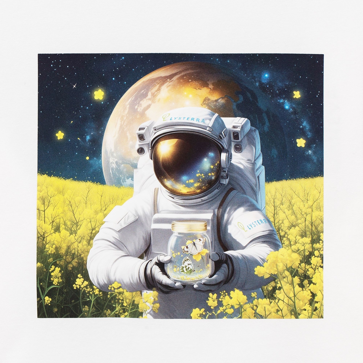 Футболка оверсайз Vozduh 2.0, кремовая с логотипом