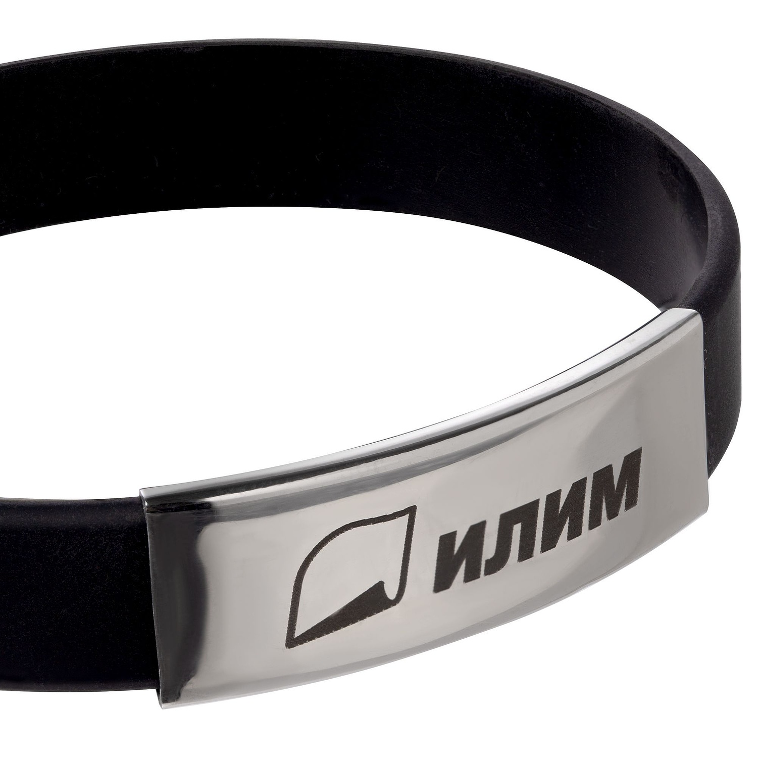 Силиконовый браслет Brisky с металлическим шильдом, черный с логотипом