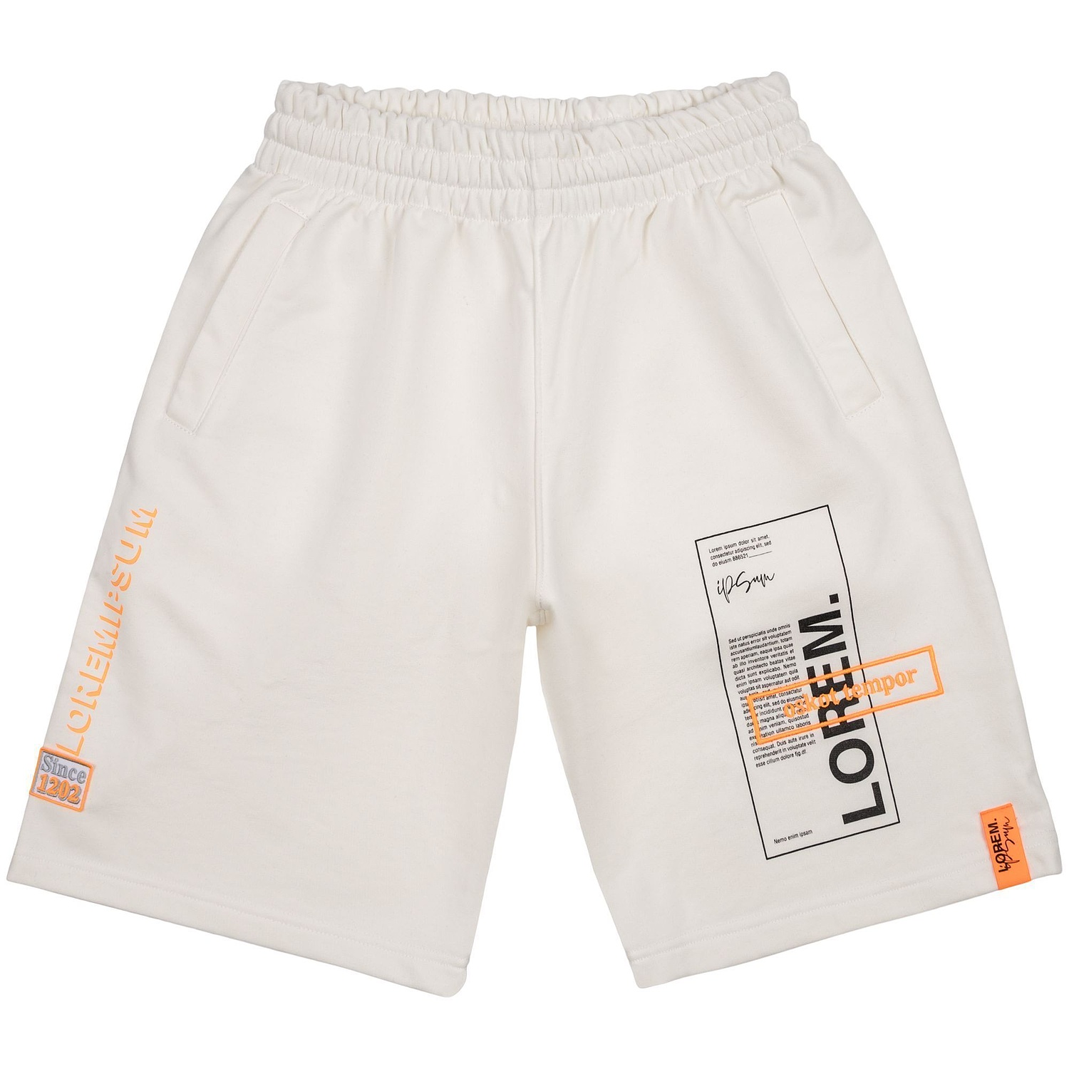 Шорты Terry, молочно-белые с логотипом