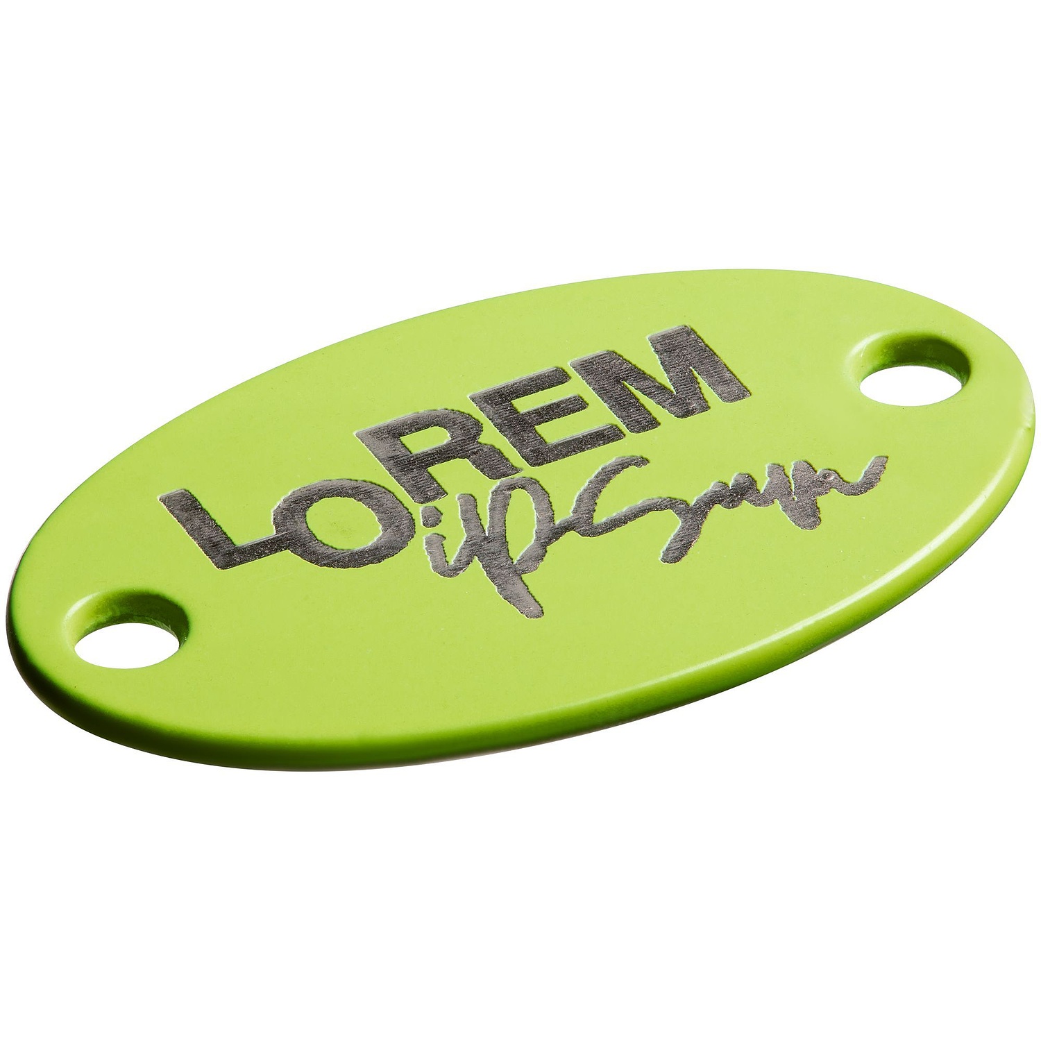 Шильдик металлический Alfa Oval, желтый неон с логотипом