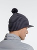 Вязаная шапка с козырьком Peaky, серая (антрацит) с логотипом