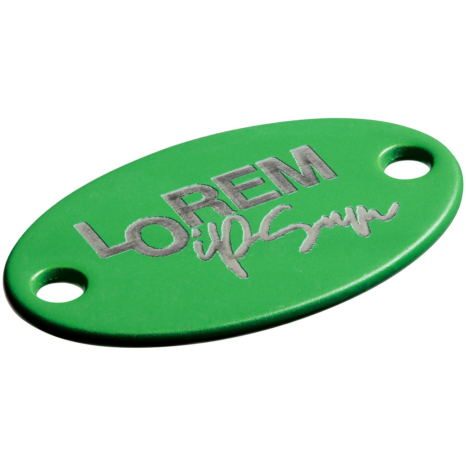 Шильдик металлический Alfa Oval, зеленый неон с логотипом