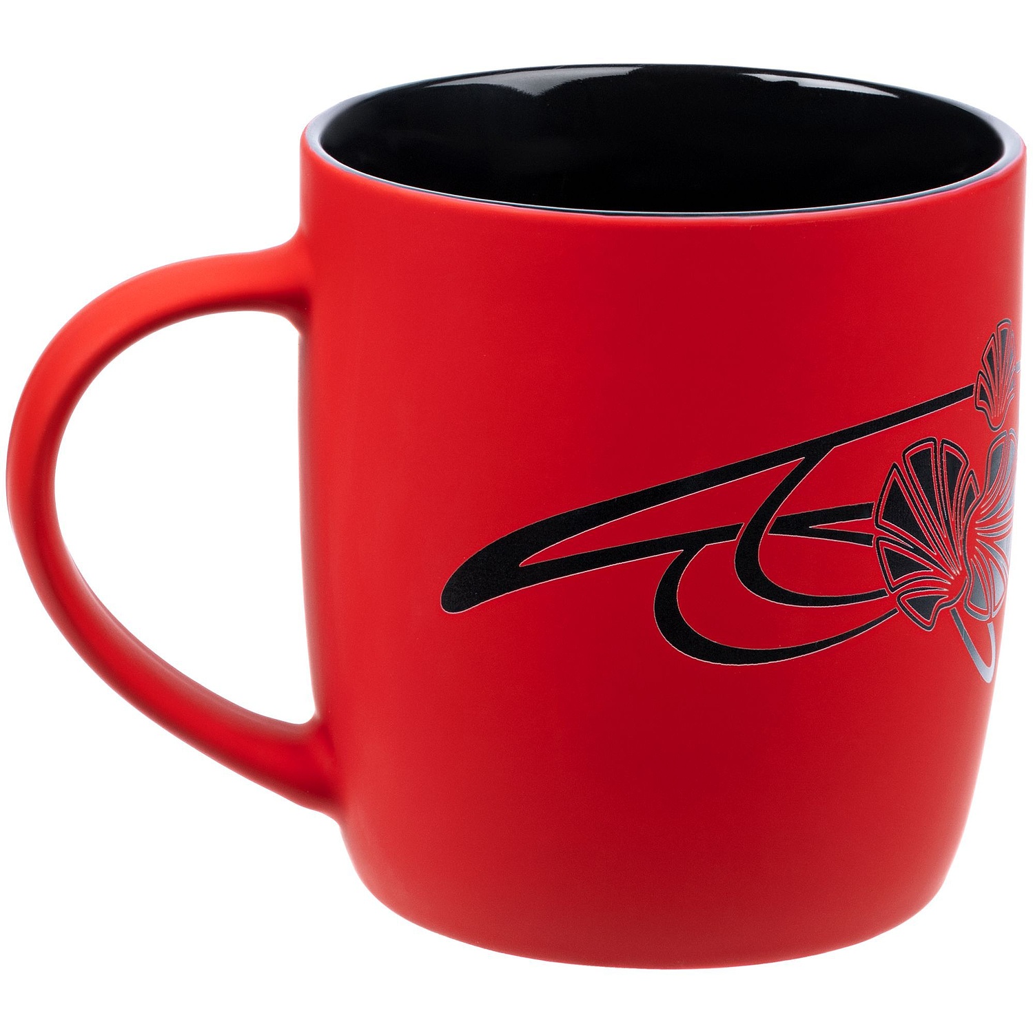 Кружка Surprise Touch Black с покрытием софт-тач, красная с логотипом