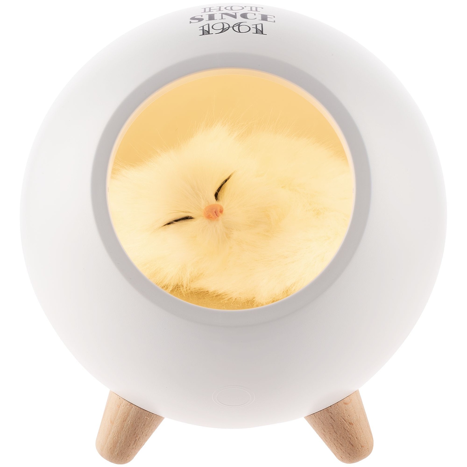 Беспроводная лампа-колонка Right Meow, белая с логотипом