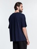Футболка унисекс оверсайз Crosstown, темно-синяя с логотипом