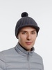 Вязаная шапка с козырьком Peaky, серая (антрацит) с логотипом