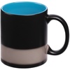 Кружка-хамелеон On Display, матовая, черная с голубым с логотипом