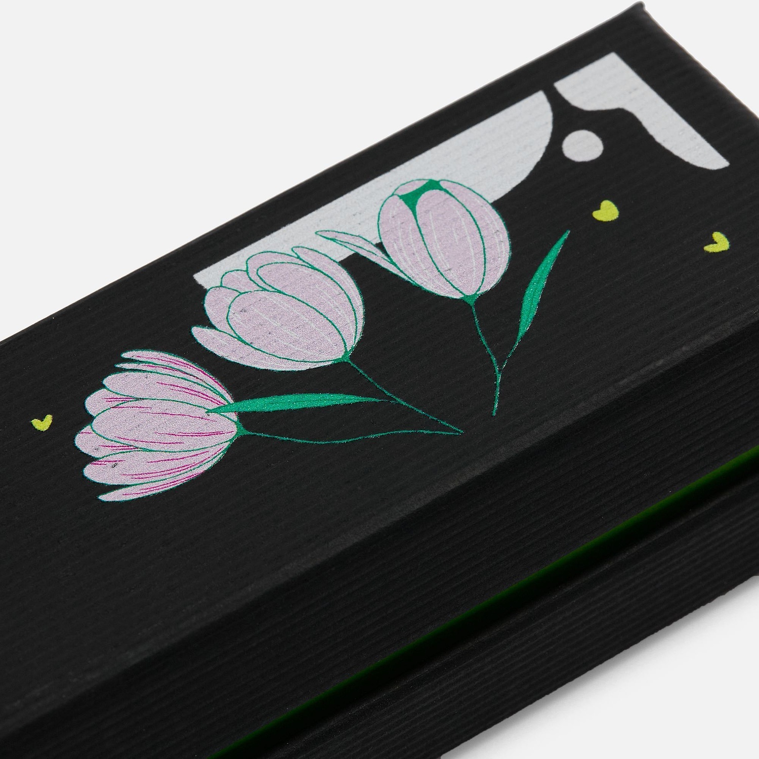 Футляр Nastro для 1 ручки, черный с зеленым с логотипом