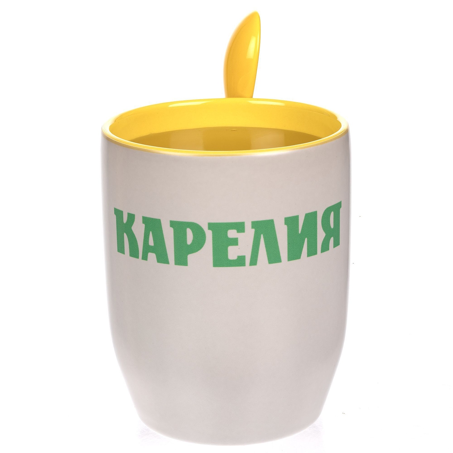 Кружка-хамелеон Melty с ложкой, черная с желтым с логотипом