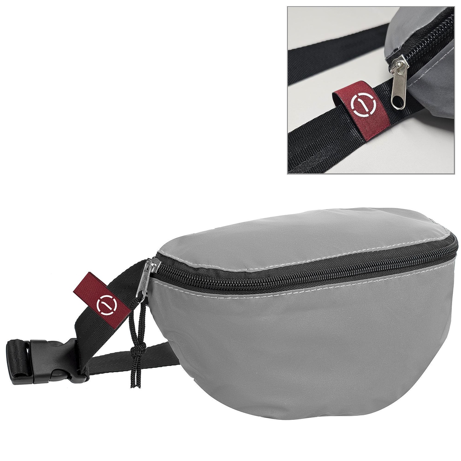 Поясная сумка Manifest из светоотражающей ткани, серая с логотипом