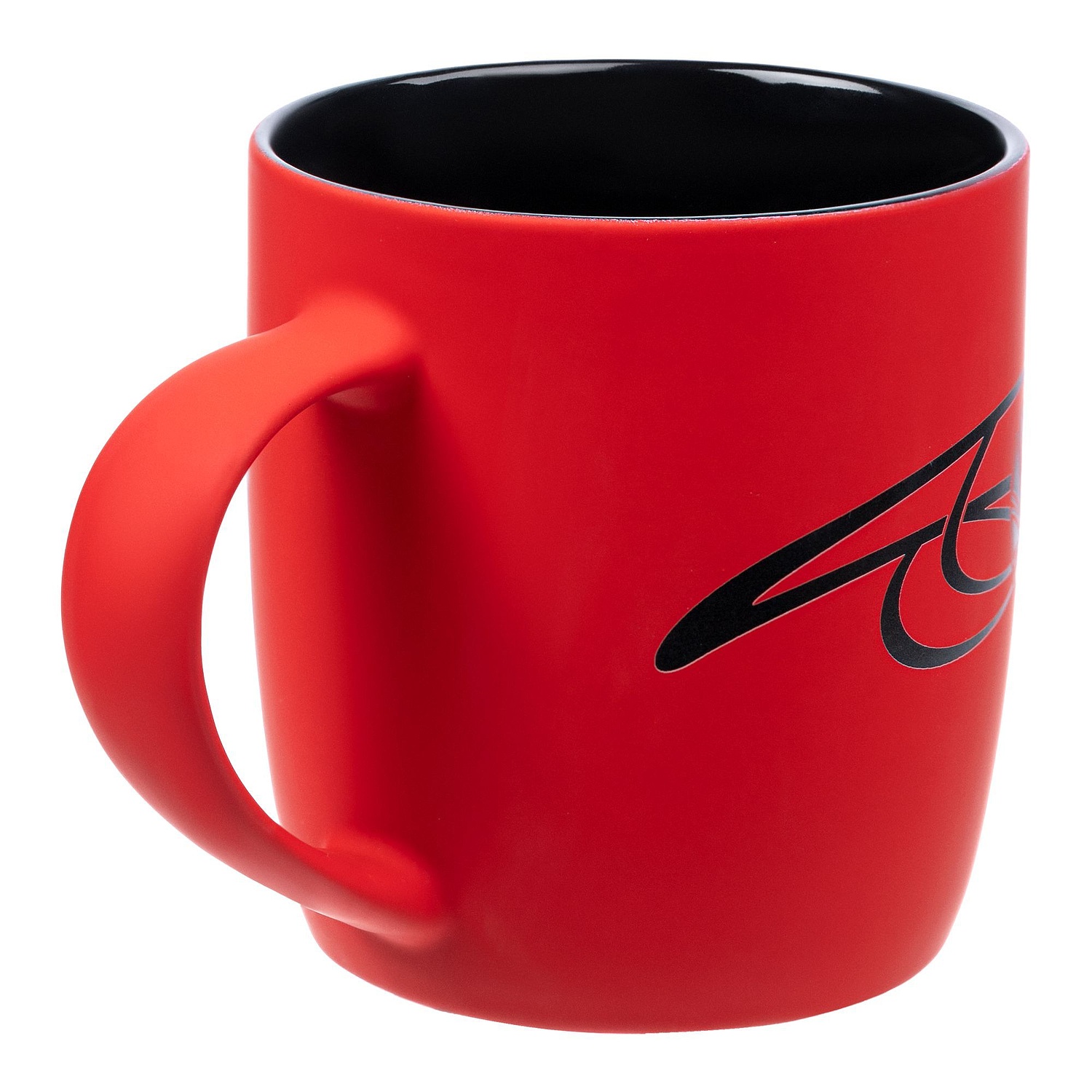 Кружка Surprise Touch Black с покрытием софт-тач, красная с логотипом