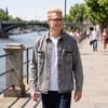 Куртка джинсовая O3, серая с логотипом