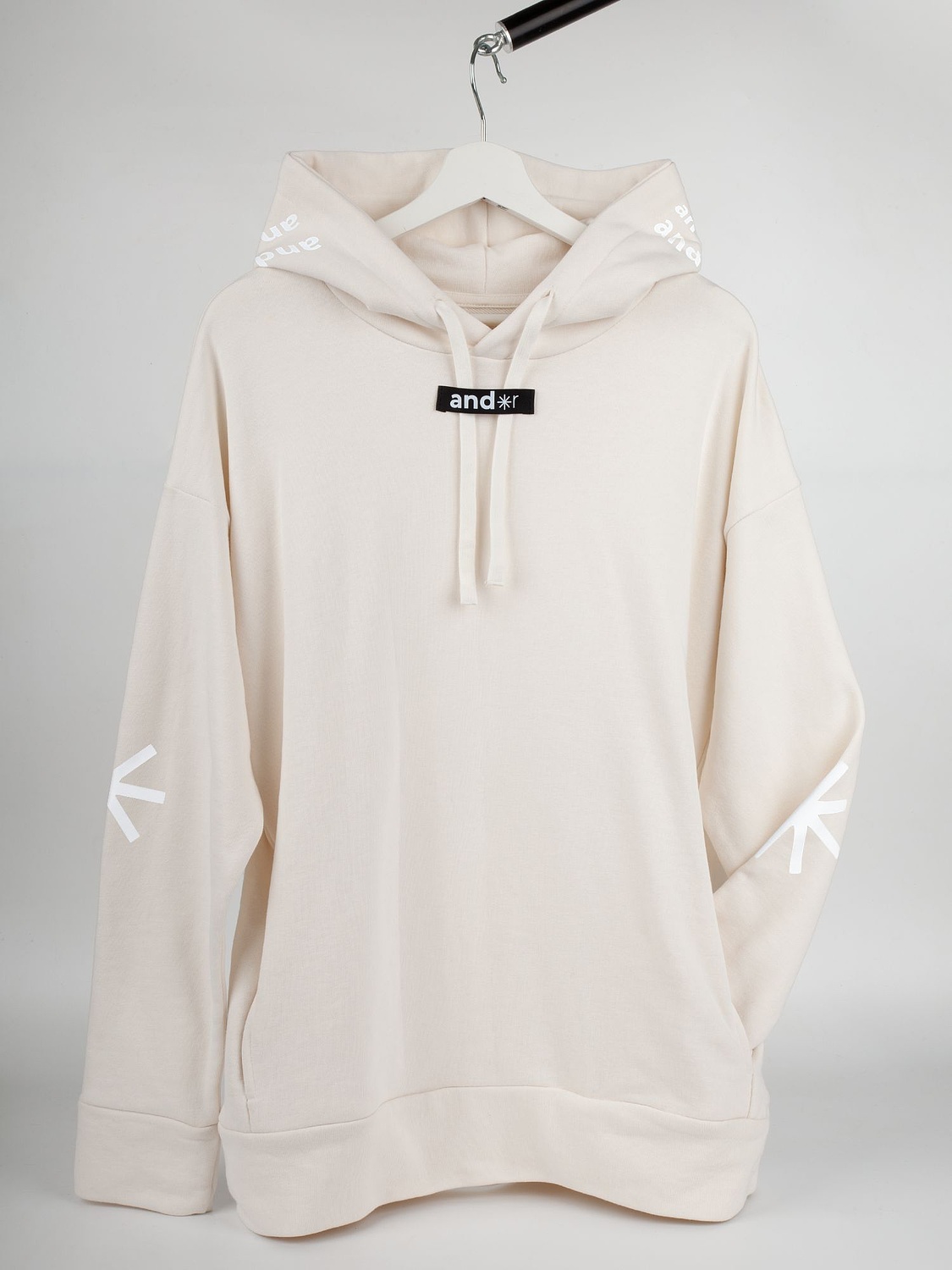 Худи унисекс H2, молочно-белое с логотипом