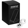 Беспроводное зарядное устройство с быстрой зарядкой Overtop, белое с логотипом