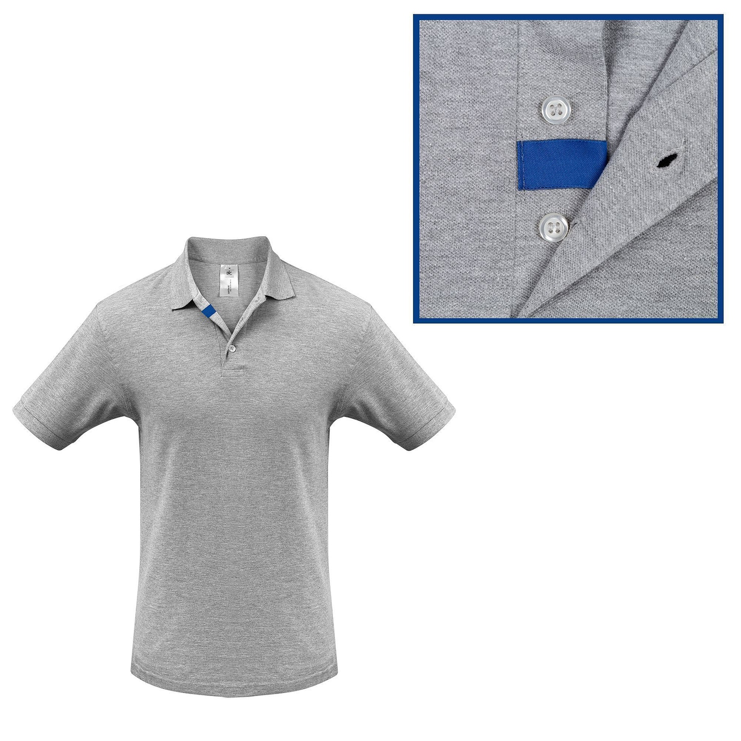 Рубашка поло Heavymill серый меланж с логотипом