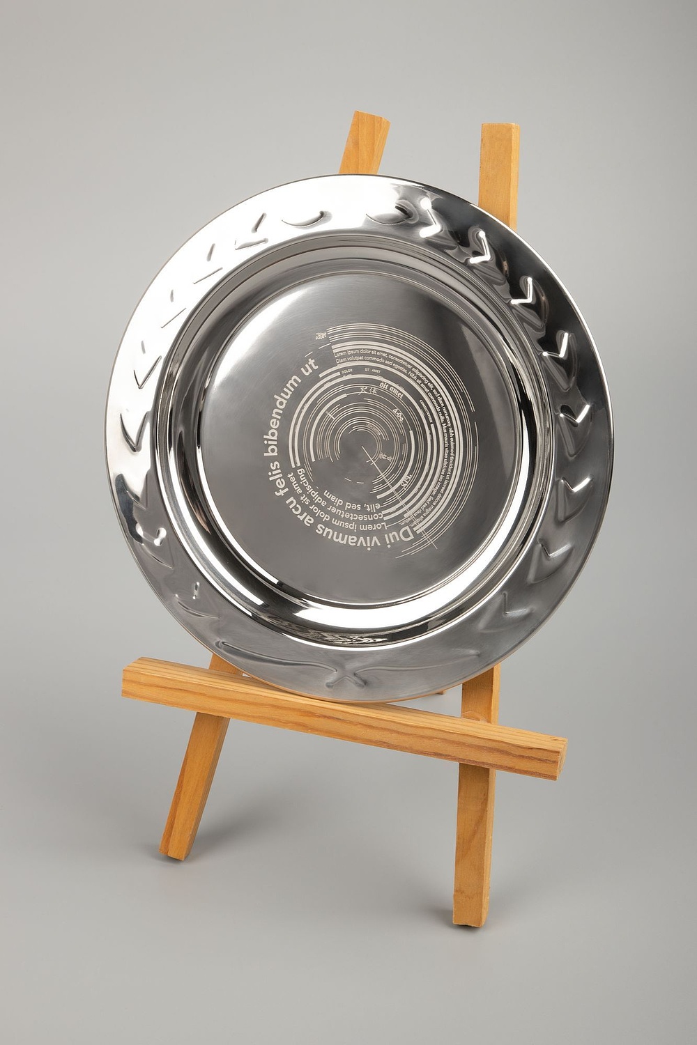 Тарелка наградная «Круг почета», серебристая с логотипом