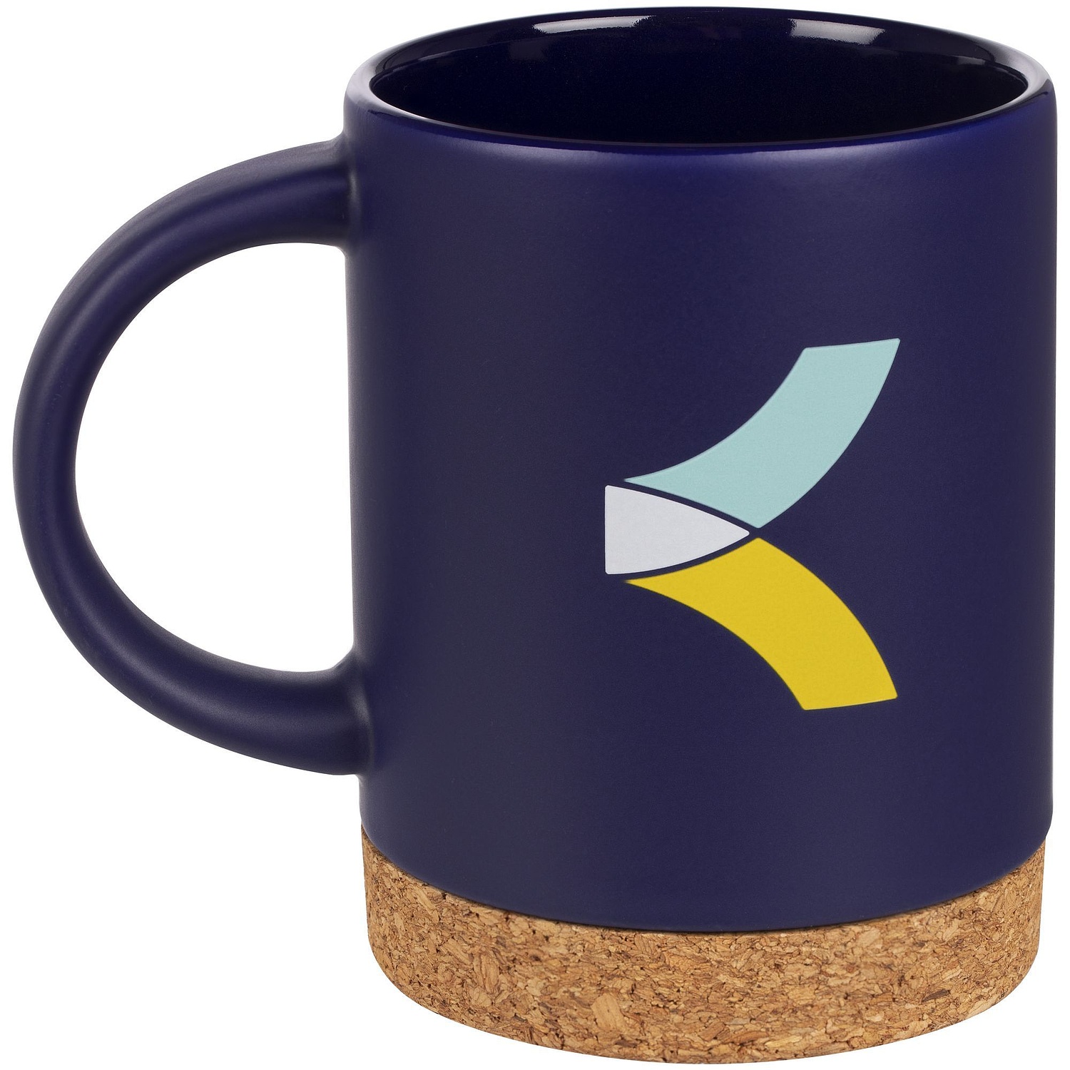 Кружка с пробковой подставкой Corky, синяя с логотипом