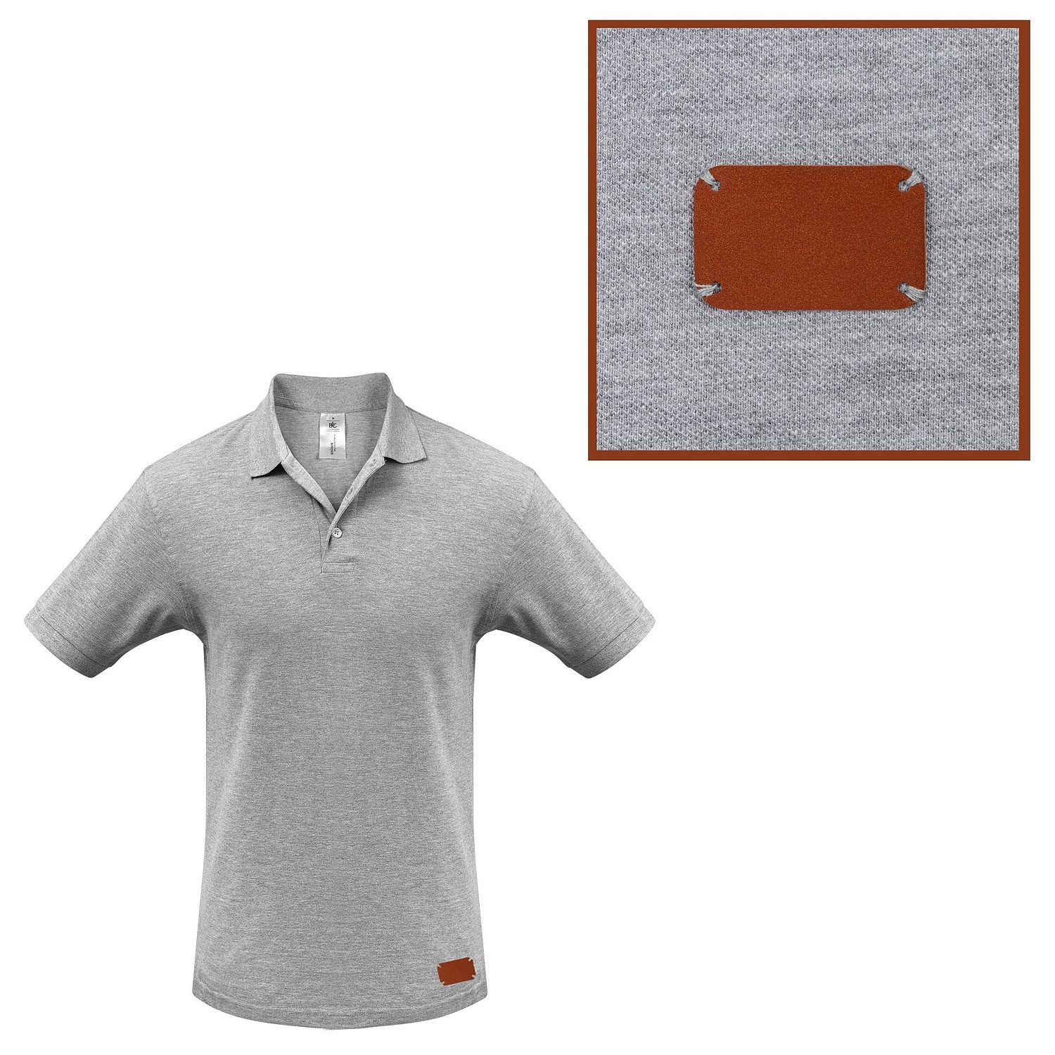 Рубашка поло Heavymill серый меланж с логотипом