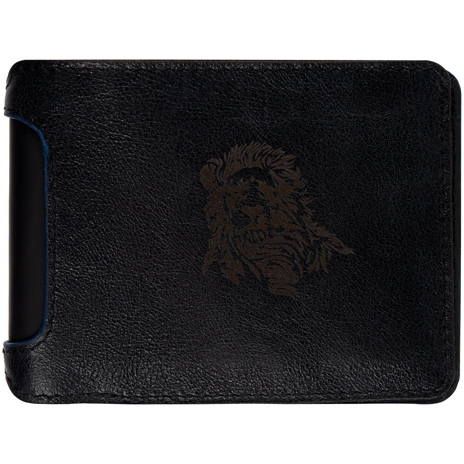 Портмоне Arrival, черное с синим с логотипом