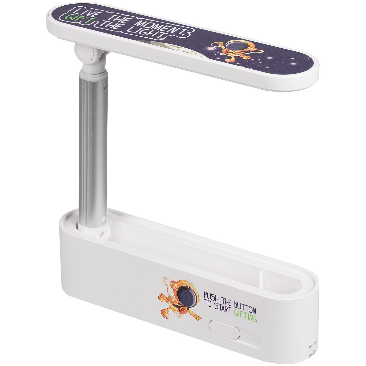 Переносная складная лампа moveLight, белая с логотипом