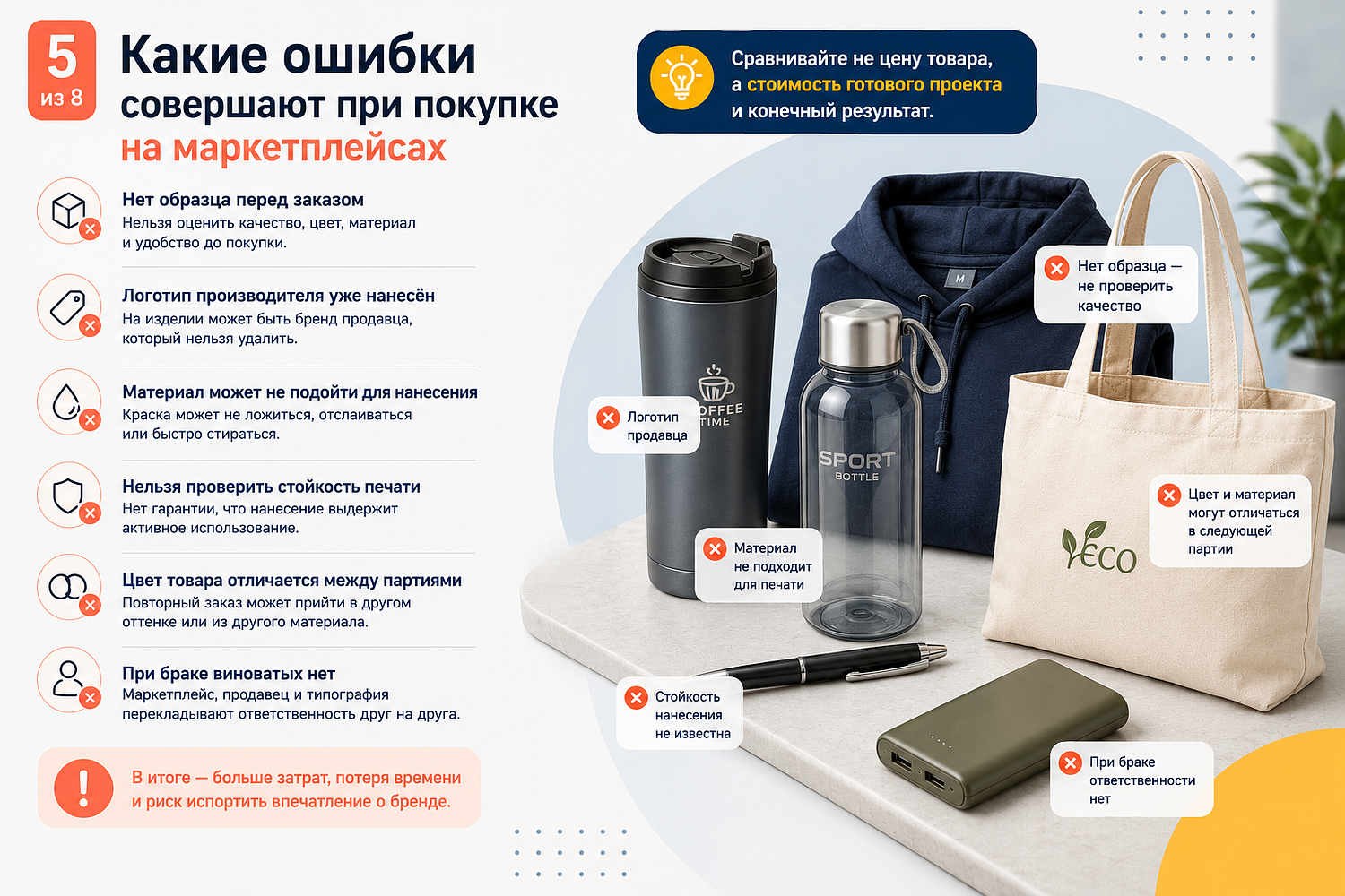10 вопросов, которые помогут избежать ошибок при заказе корпоративного мерча