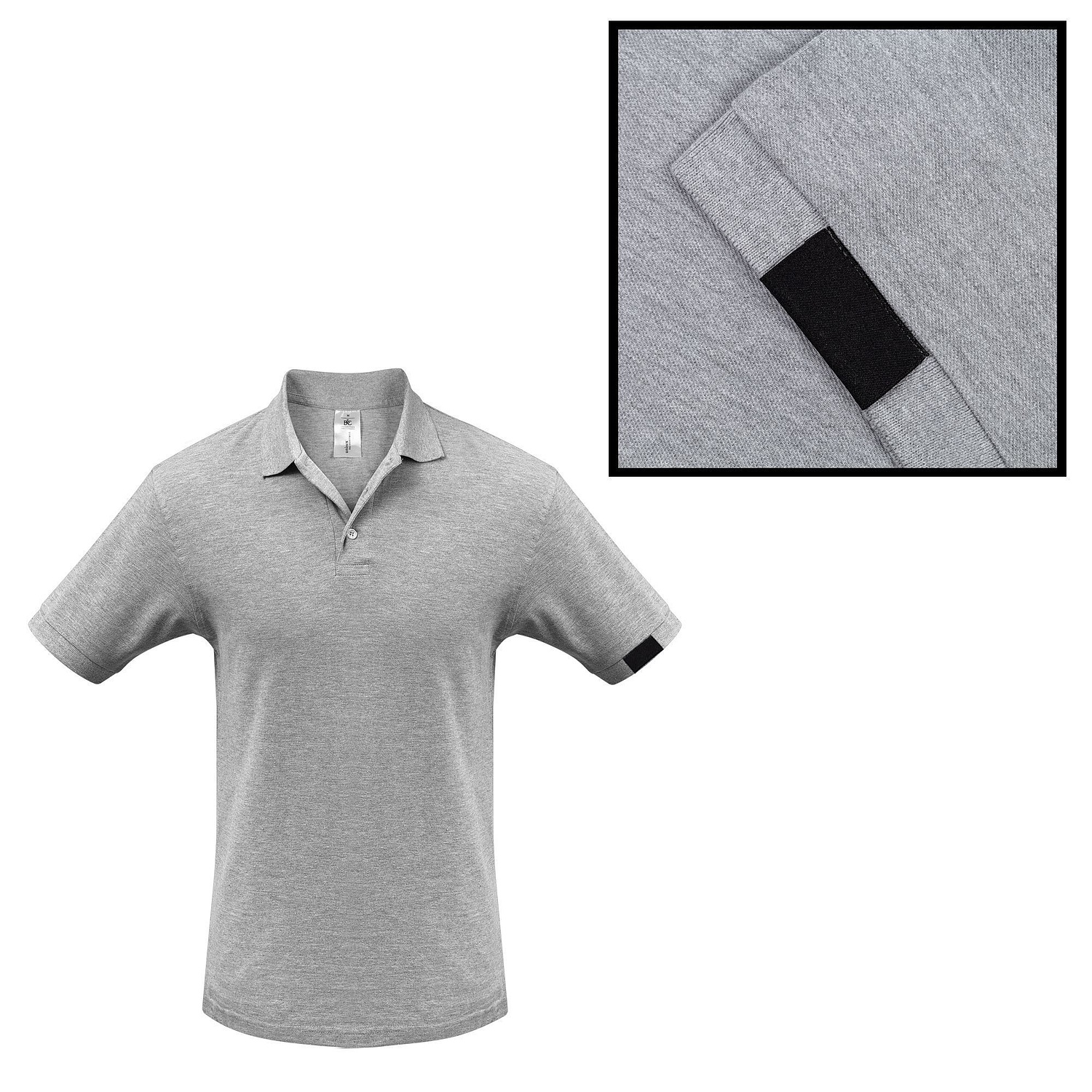 Рубашка поло Heavymill серый меланж с логотипом