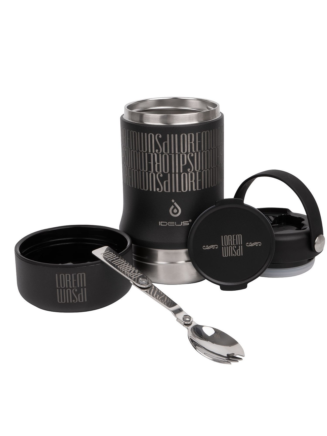 Термос для еды Tabenodo, черный с логотипом