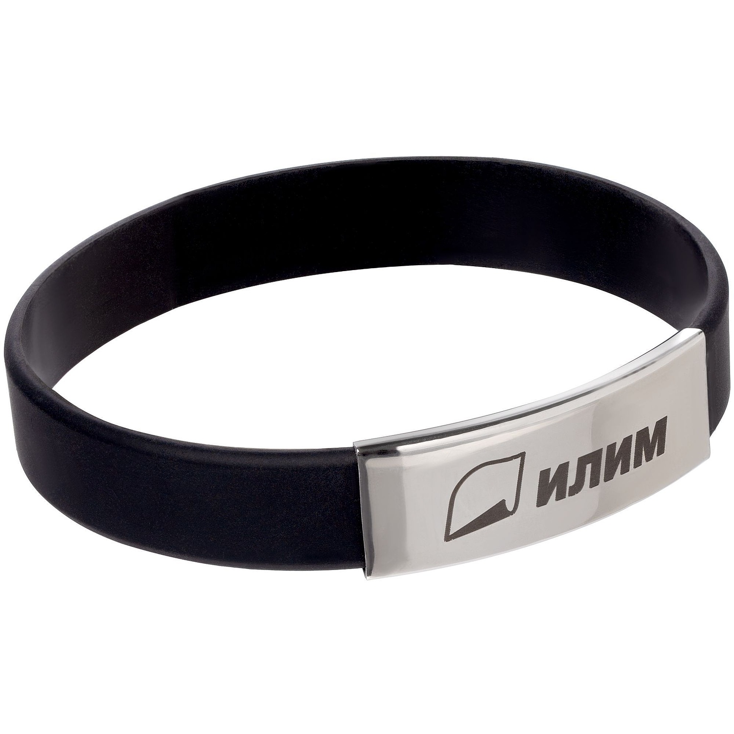 Силиконовый браслет Brisky с металлическим шильдом, синий с логотипом