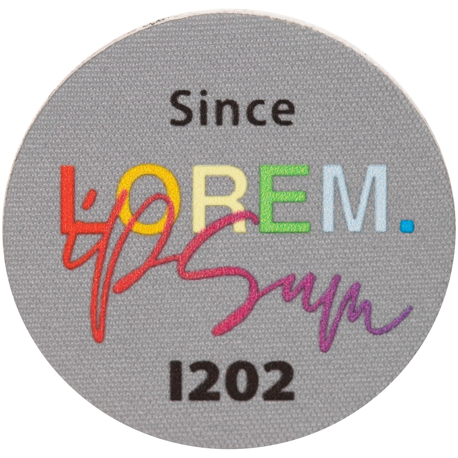 Наклейка тканевая Lunga Round, M, серая с логотипом