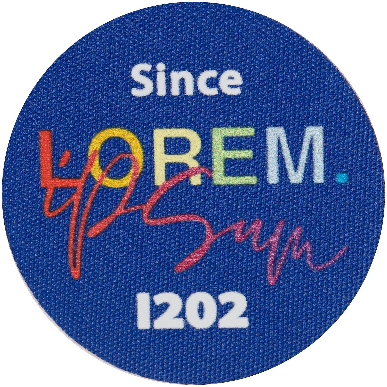 Наклейка тканевая Lunga Round, M, синяя с логотипом