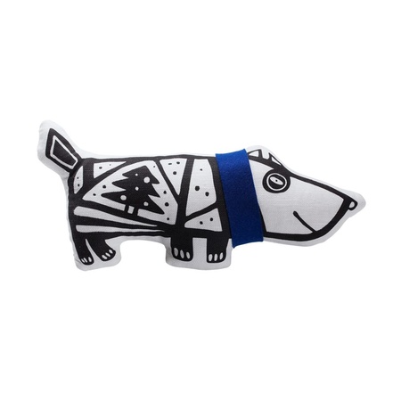 Игрушка "Собака в шарфе", малая, белая с синим