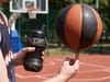 Складная бутылка для воды Basketball Flex, черная с логотипом