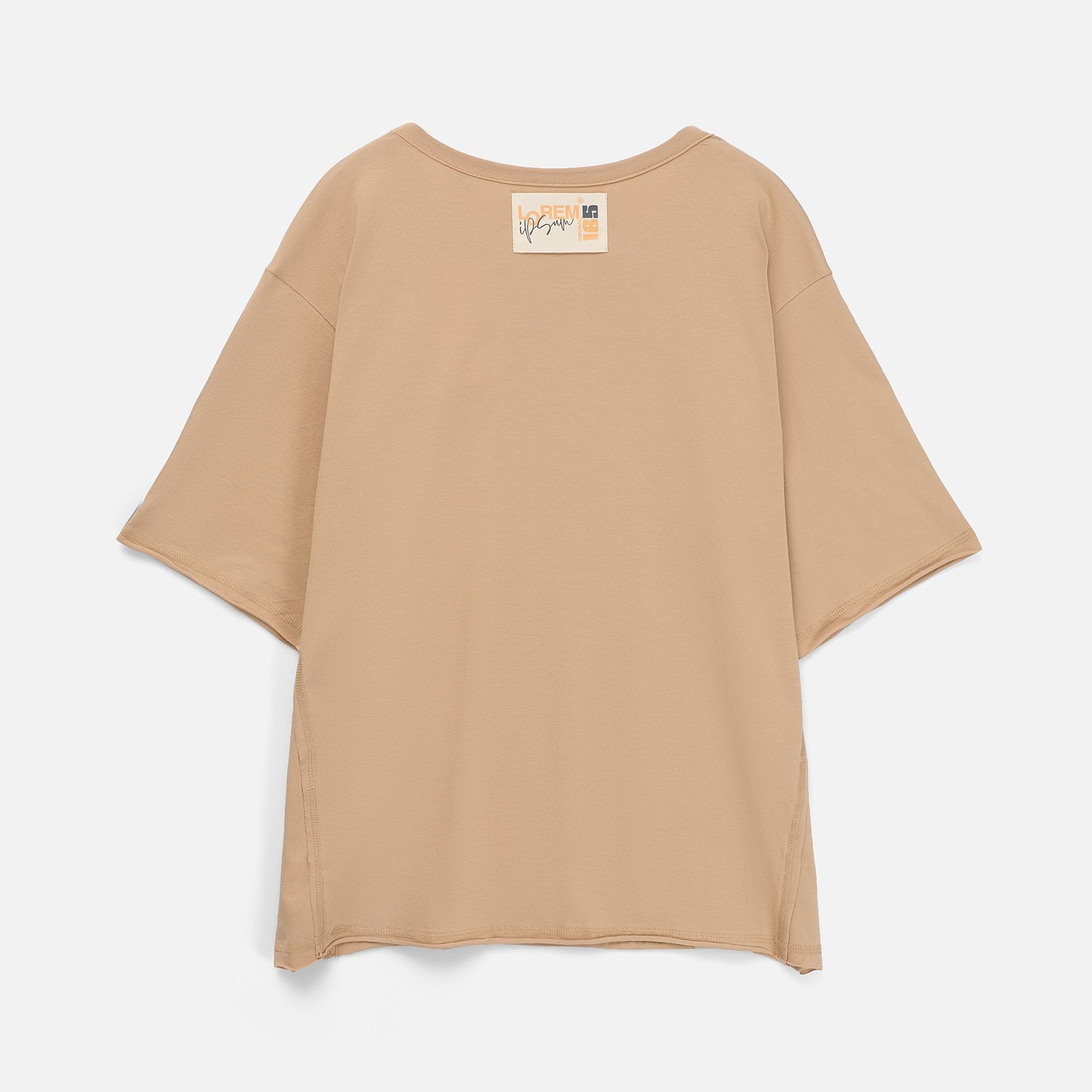 Футболка оверсайз унисекс Vozduh, бежевая с логотипом