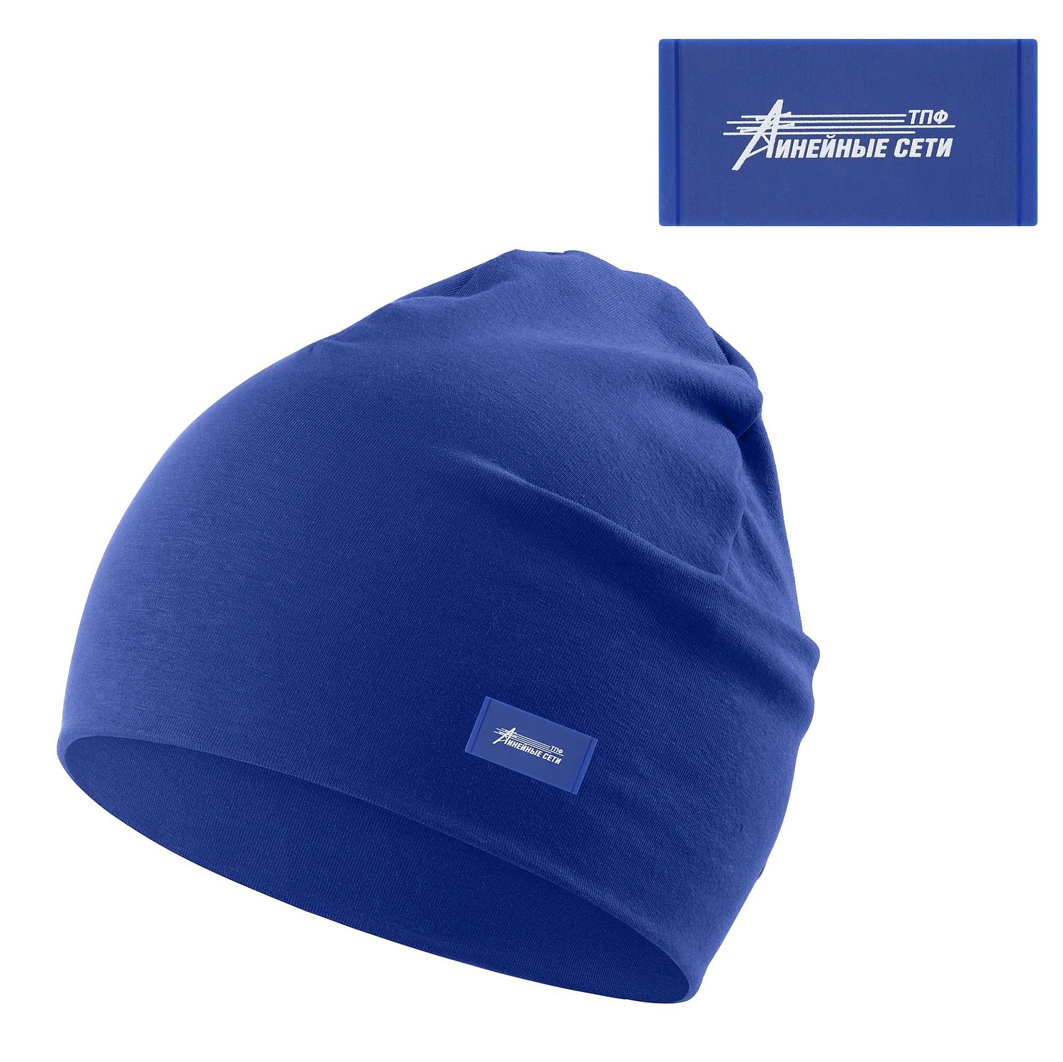 Лейбл из ПВХ Dzeta, XS, синий с логотипом