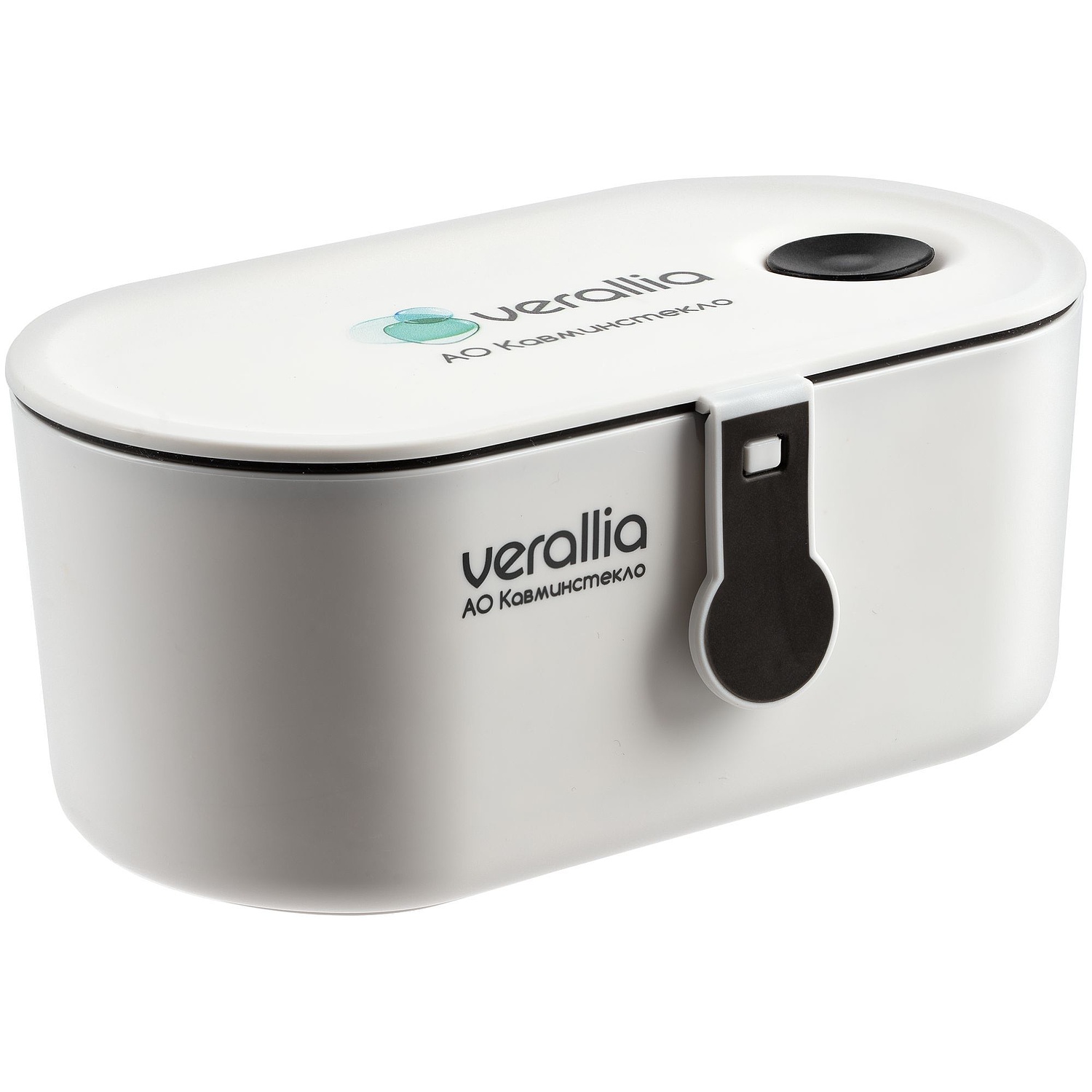 Ланчбокс Lunch Break, белый с черным с логотипом