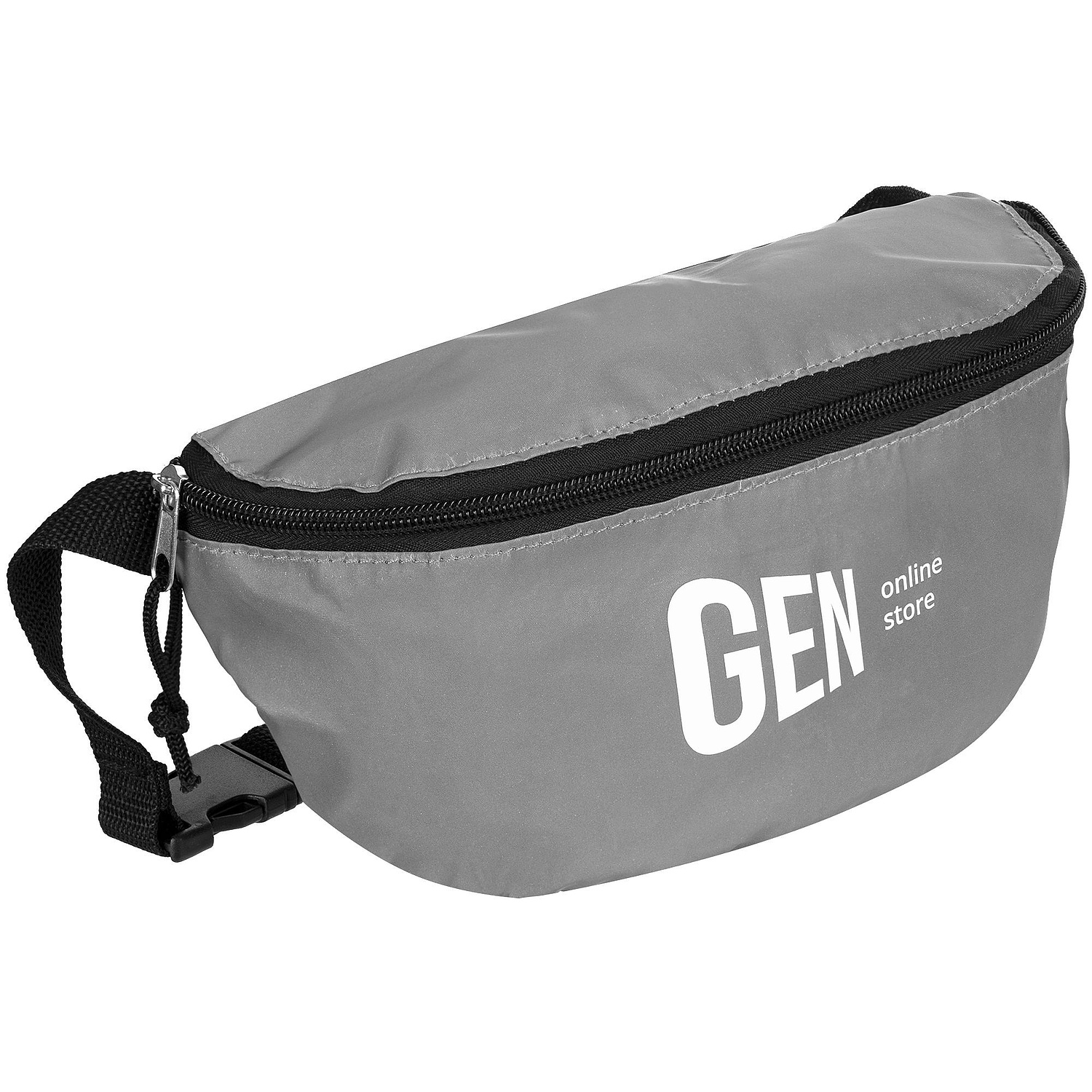 Поясная сумка Manifest из светоотражающей ткани, серая с логотипом