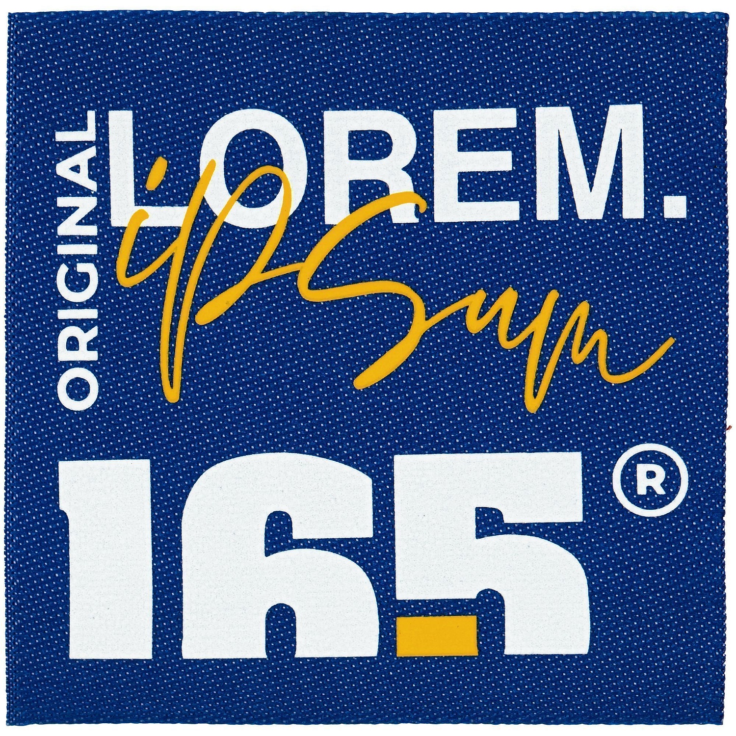 Лейбл тканевый Epsilon, L, синий с логотипом